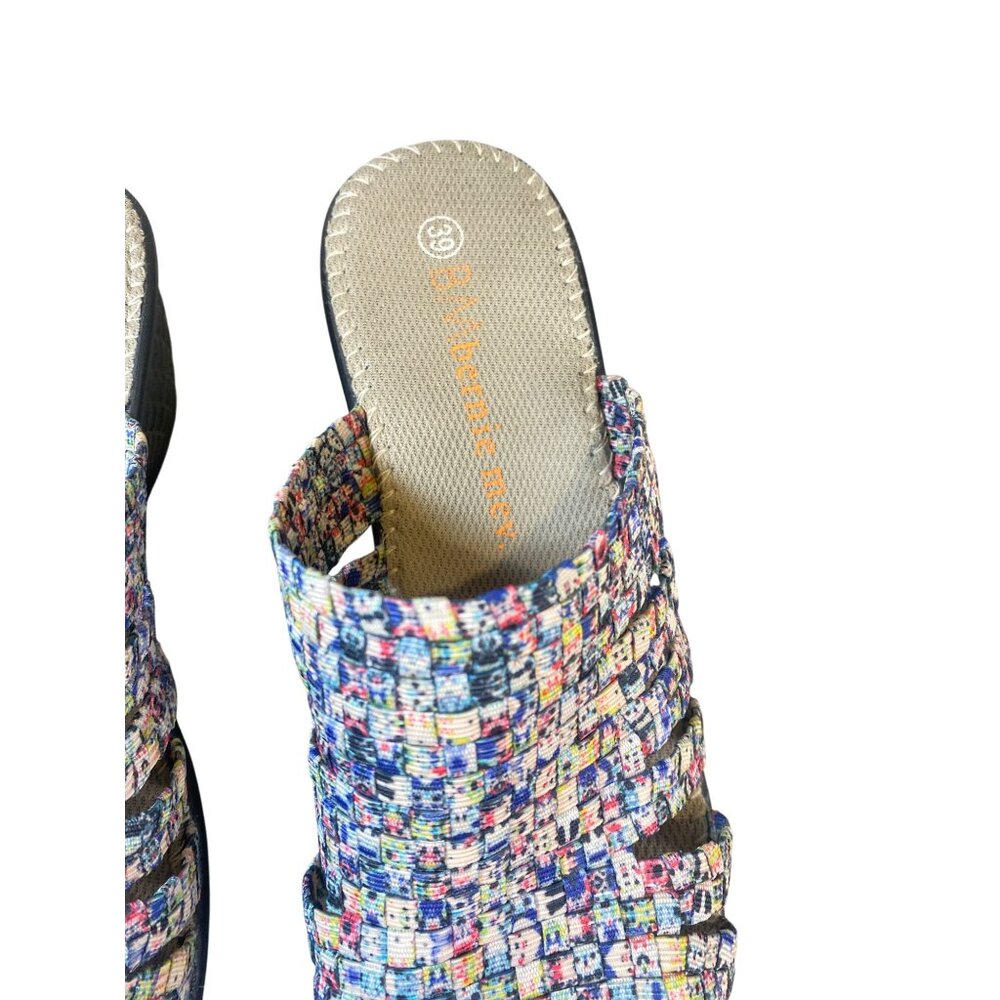 Bernie Mev Multi-Color Woven Elastic Wedge Sandal Shoes Women's EU 39 W's 8 - Picture 7 of 15